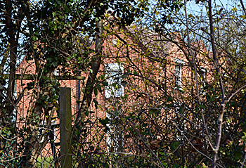The Old Vicarage seen through the hedge April 2015